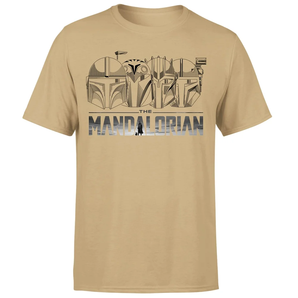 Star Wars The Mandalorian Helmets Line Art - Light Base Men's T-Shirt - Tan - S Bild 1