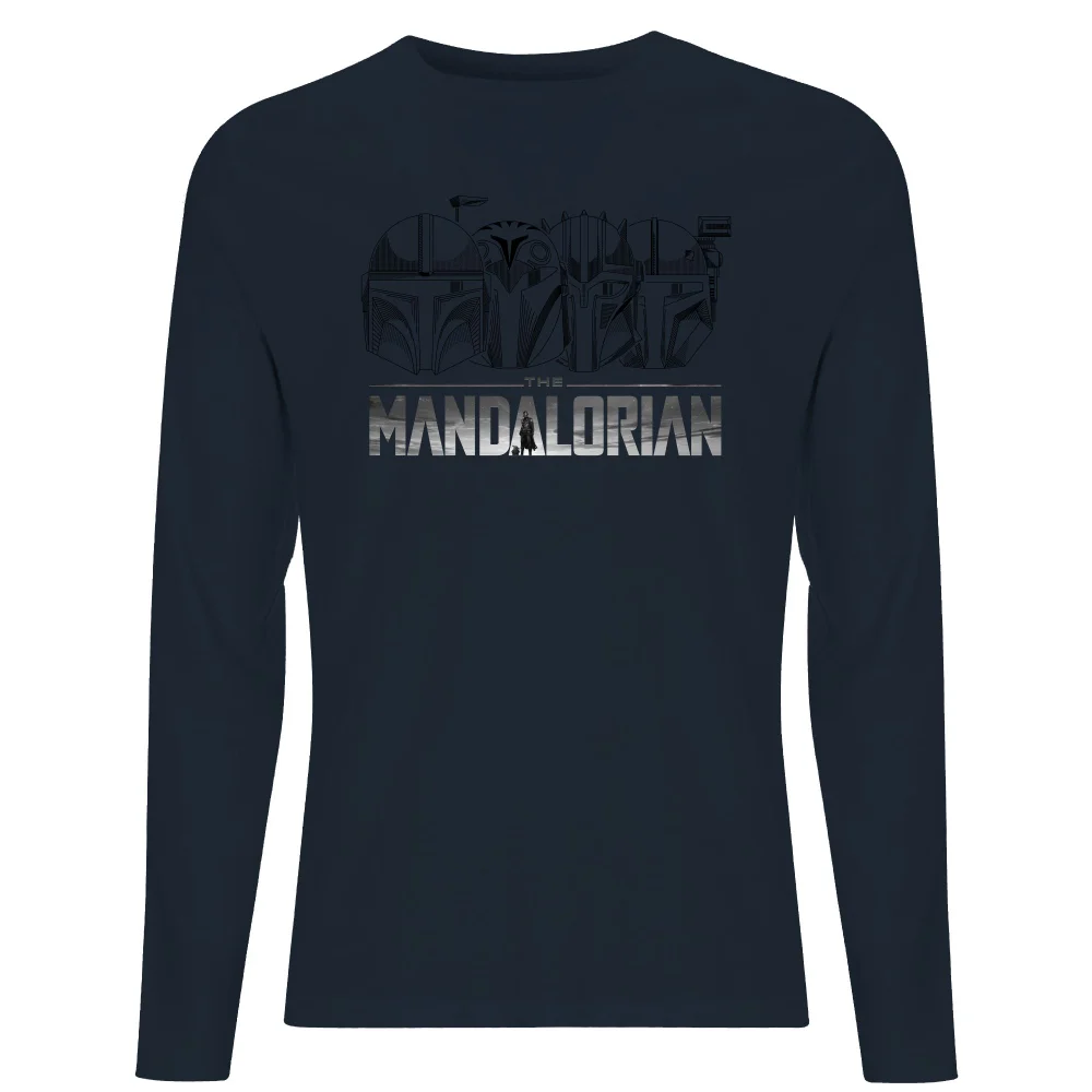 Star Wars The Mandalorian Helmets Line Art - Light Base Men's Long Sleeve T-Shirt - Navy - S Bild 1