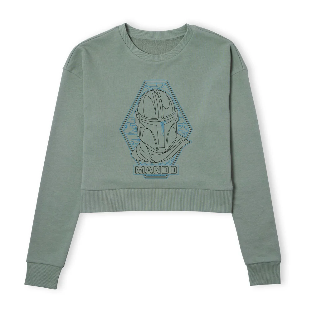 Star Wars The Mandalorian Mando Line Art Badge Women's Cropped Sweatshirt - Khaki - XS Bild 1