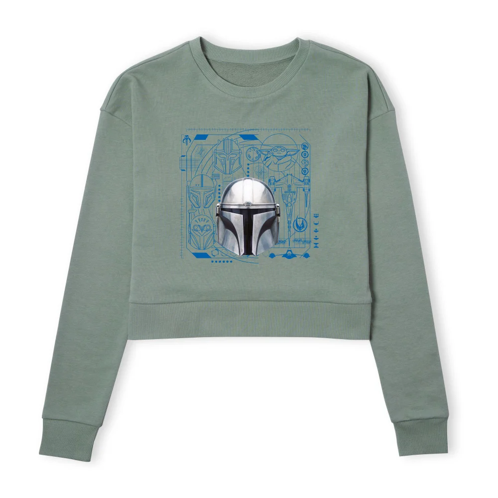 Star Wars The Mandalorian Schematics Women's Cropped Sweatshirt - Khaki - XS Bild 1