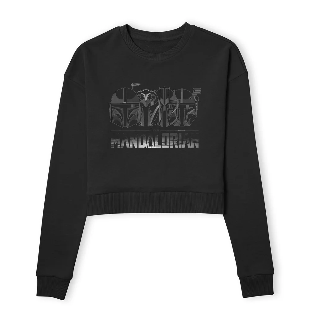 Star Wars The Mandalorian Helmets Line Art Women's Cropped Sweatshirt - Black - XS Bild 1