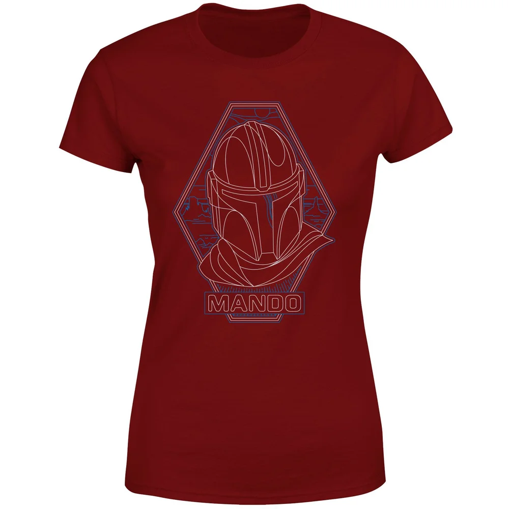 Star Wars The Mandalorian Mando Line Art Badge Women's T-Shirt - Burgundy - XS Bild 1