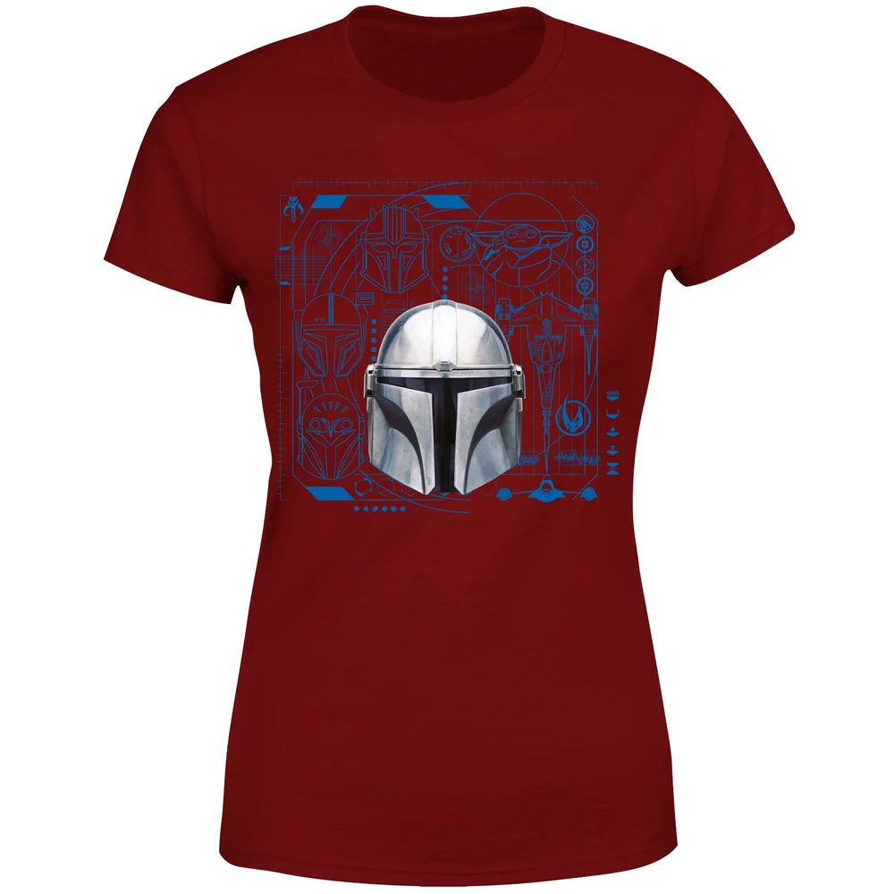 Star Wars The Mandalorian Schematics Women's T-Shirt - Burgundy - XS Bild 1