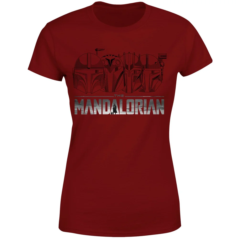 Star Wars The Mandalorian Helmets Line Art - Light Base Women's T-Shirt - Burgundy - XS Bild 1