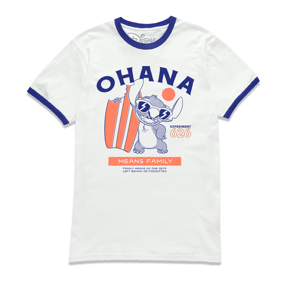 Lilo & Stitch Ohana Ringer T-Shirt - White Navy - S Bild 1