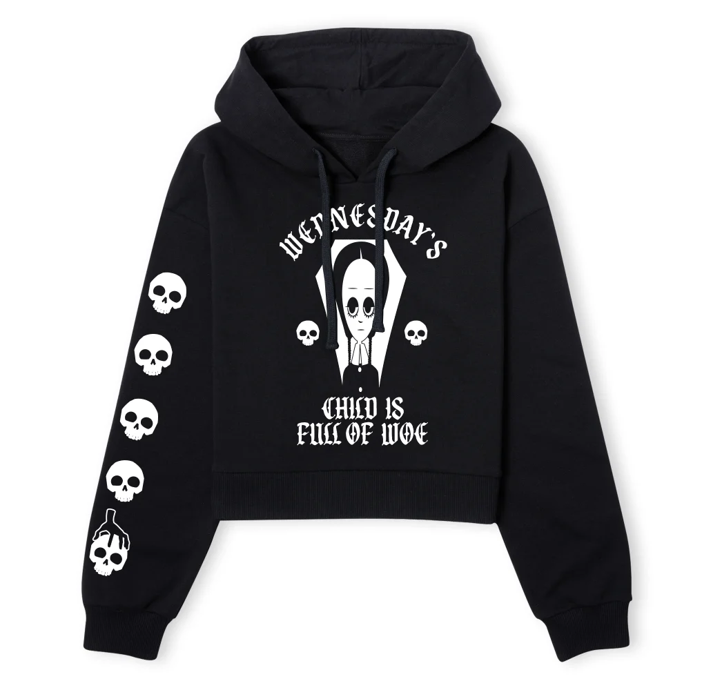 The Addams Family Wednesday's Child Is Full Of Woe Women's Cropped Hoodie - Black - S Bild 1
