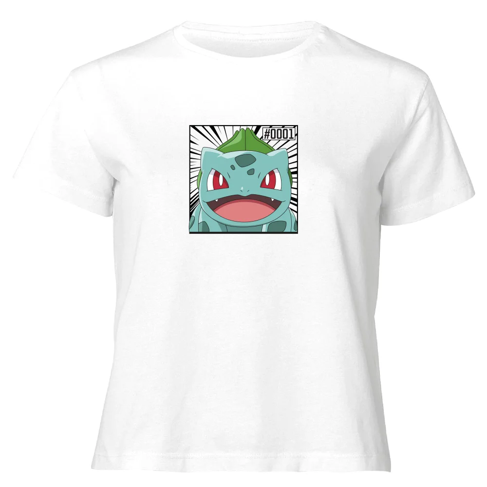 Pokémon Pokédex Bisasam #0001 Gekürzter Frauen T-Shirt - Weiß - XS Bild 1
