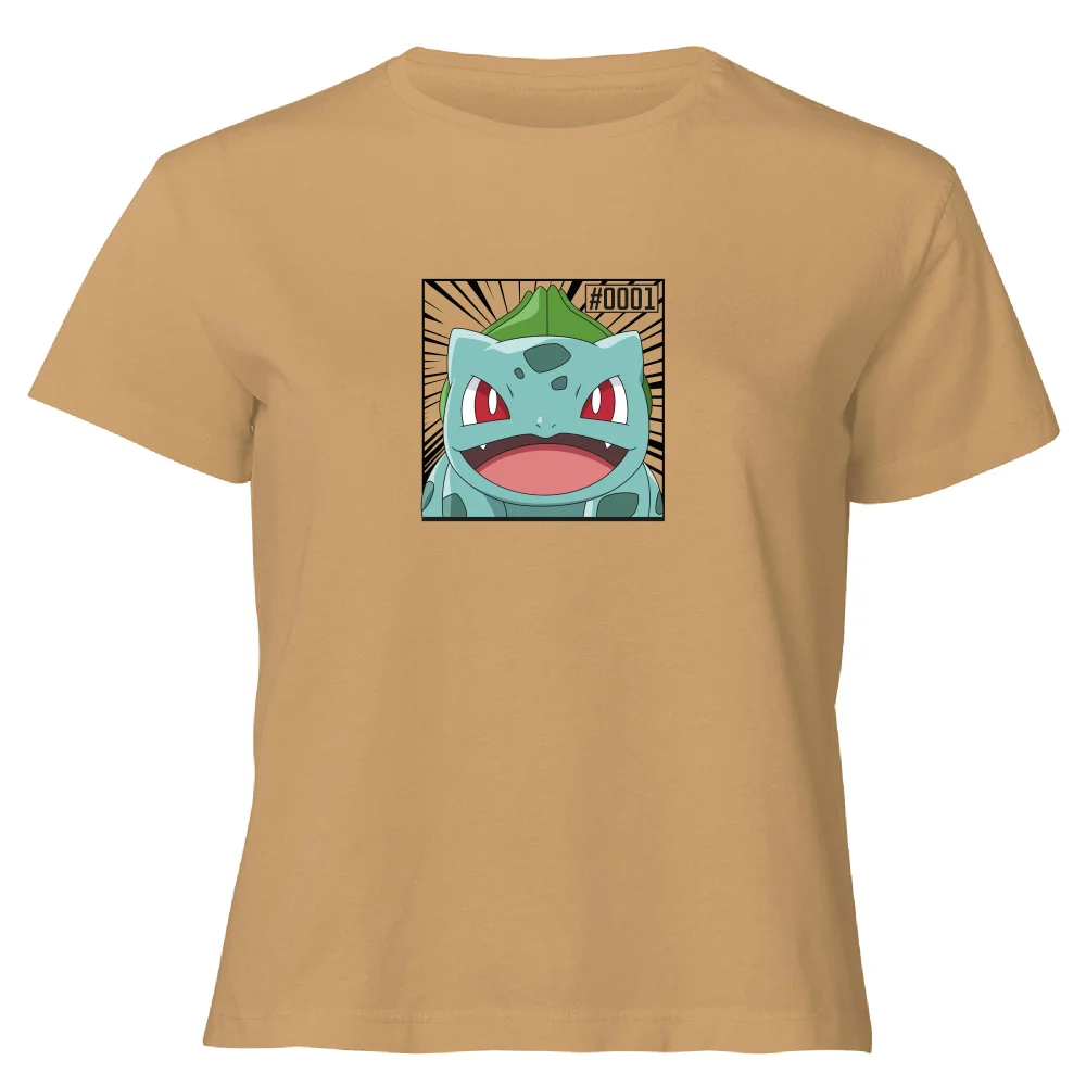 Pokémon Pokédex Bisasam #0001 Gekürzter Frauen T-Shirt - Tan - S Bild 1