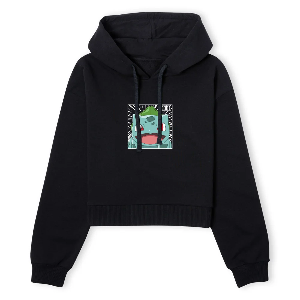 Pokémon Pokédex Bisasam #0001 Gekürzter Frauen Hoodie - Schwarz - XS Bild 1
