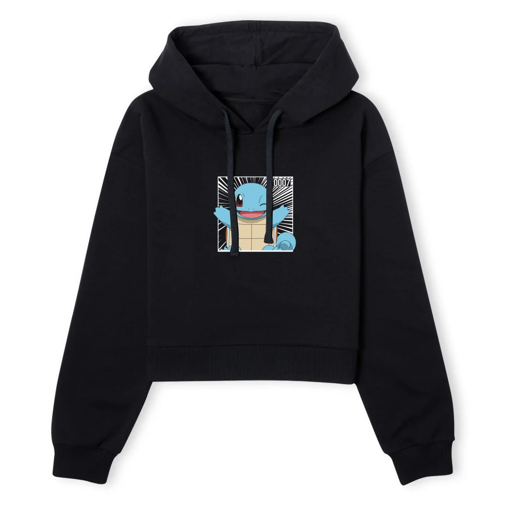 Pokémon Pokédex Schiggy #0007 Gekürzter Frauen Hoodie - Schwarz - XS Bild 1