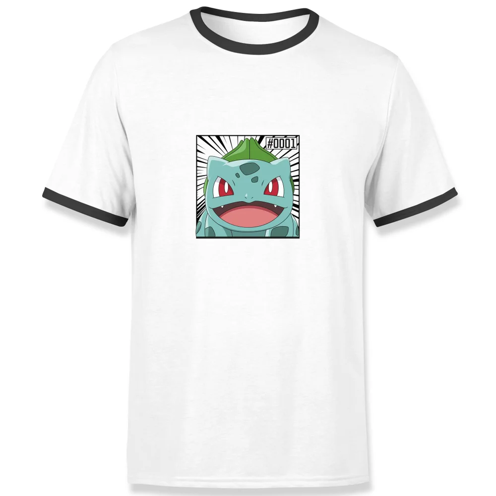 Pokémon Pokédex Bisasam #0001 Ringer T-Shirt - Weiß/Schwarz - M Bild 1
