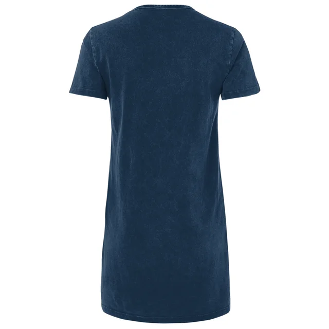 Pokemon Generation 8 Monochrome Starters Women's T-Shirt Dress - Navy Acid Wash