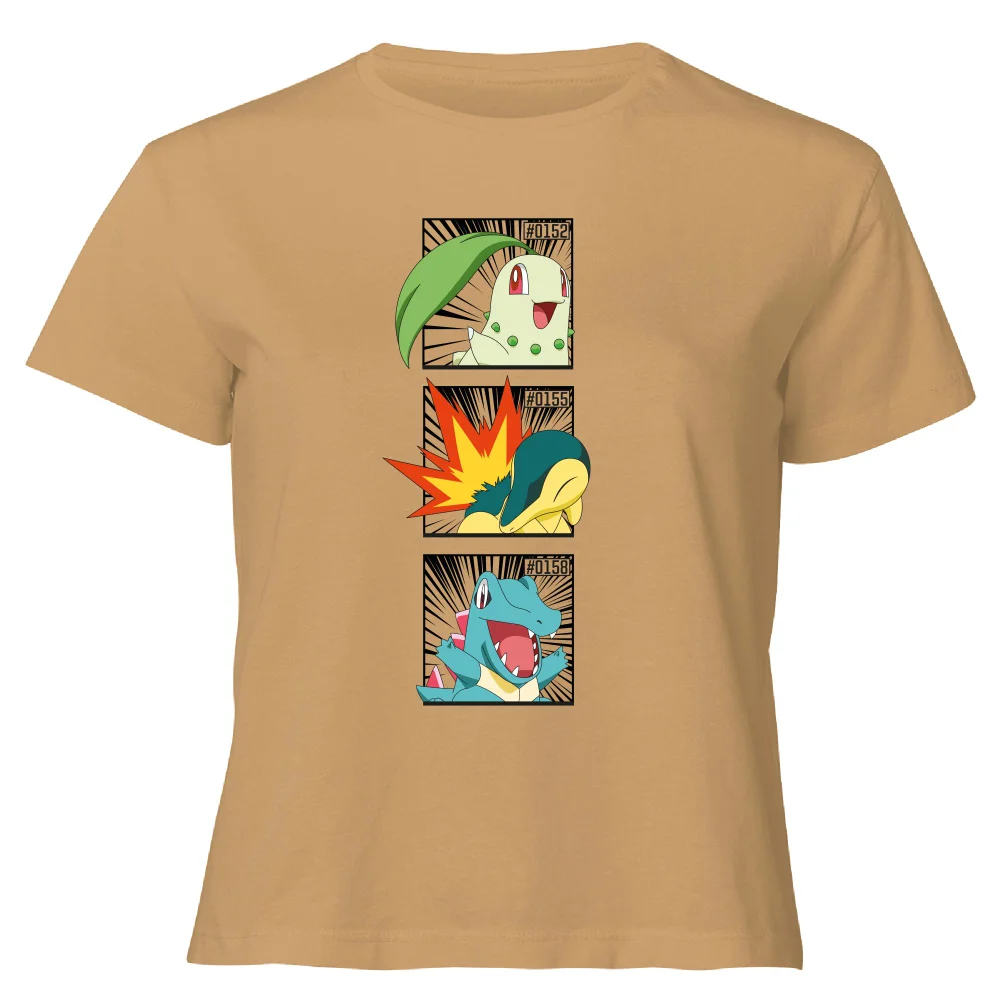Pokemon Generation 2 Starters Women's Cropped T-Shirt - Tan - XL Bild 1