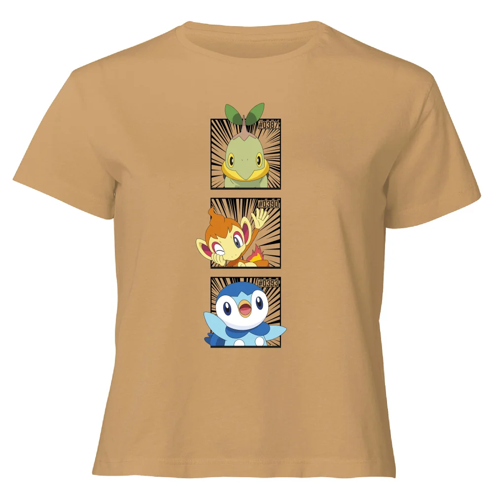 Pokemon Generation 4 Starters Women's Cropped T-Shirt - Tan - XL Bild 1