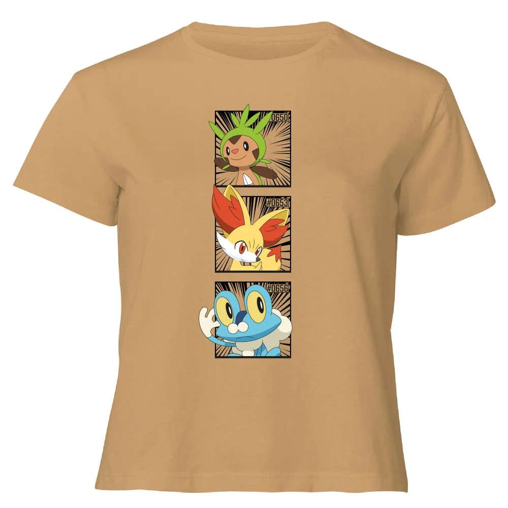 Pokemon Generation 6 Starters Women's Cropped T-Shirt - Tan - XL Bild 1