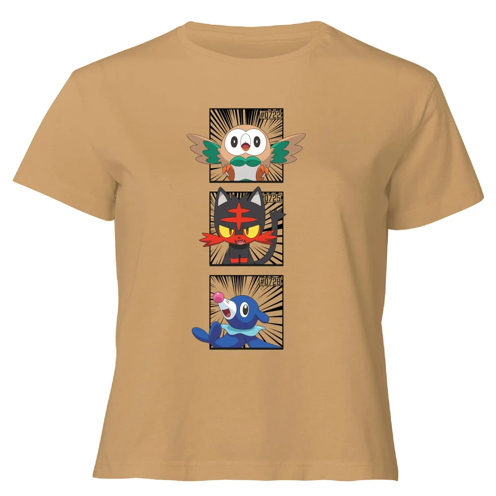 Pokemon Generation 7 Starters Women's Cropped T-Shirt - Tan - XL Bild 1