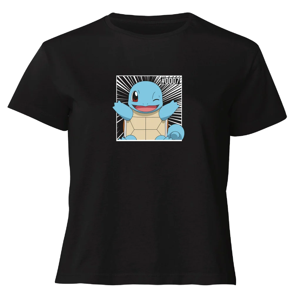 Pokémon Pokédex Schiggy #0007 Gekürzter Frauen T-Shirt - Schwarz - XS Bild 1