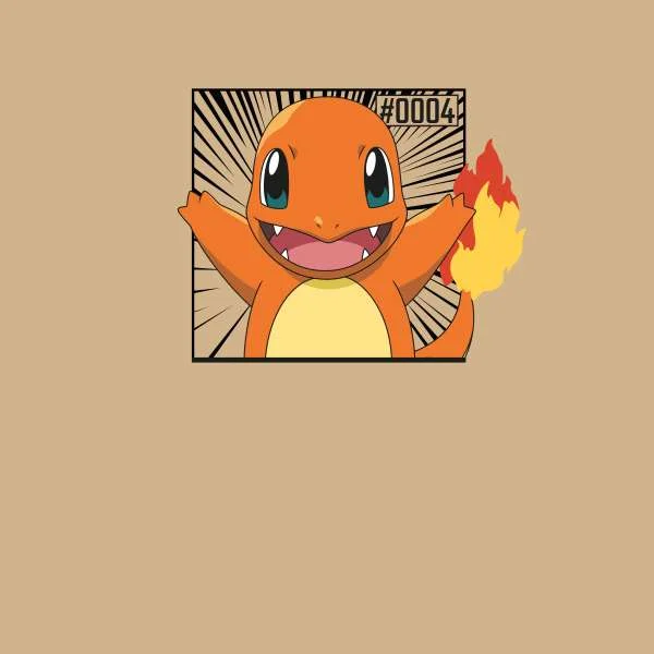 Pokémon Pokédex Glumanda #0004 T-Shirt - Tan