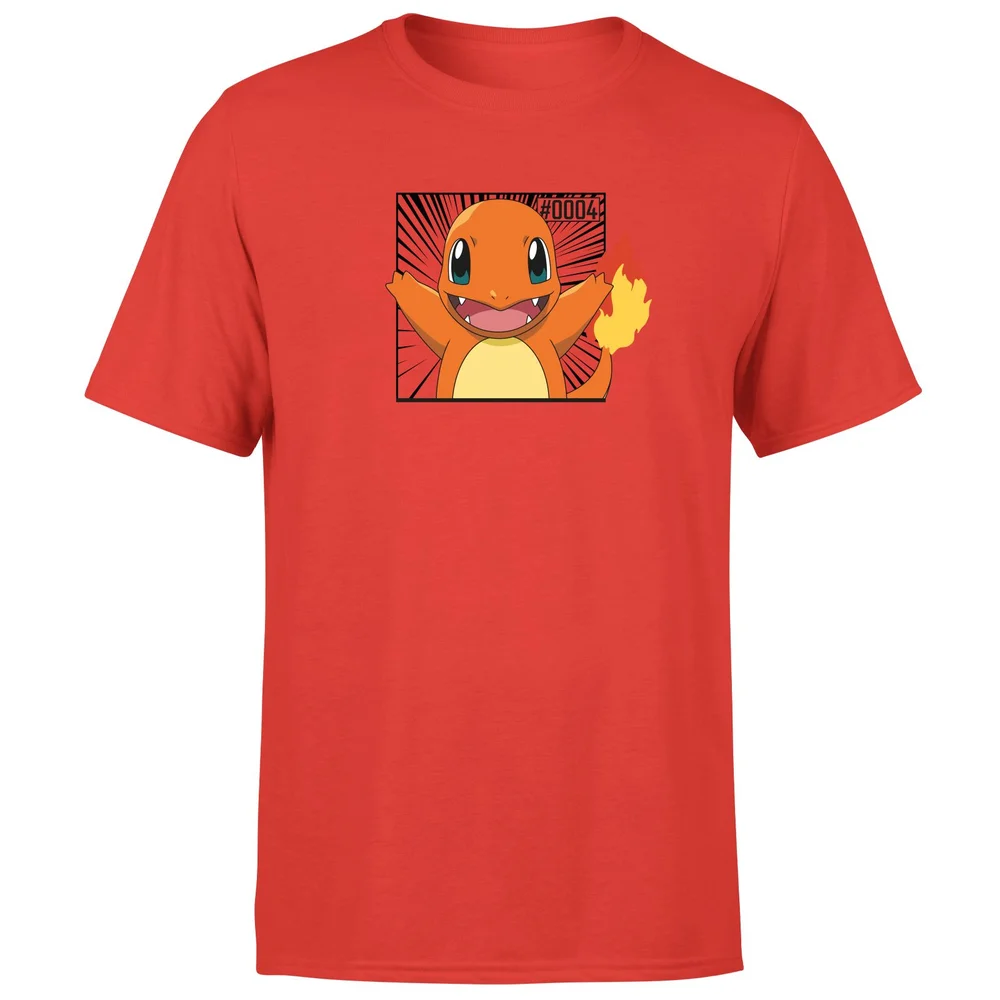 Pokémon Pokédex Glumanda #0004 T-Shirt - Rot - S Bild 1