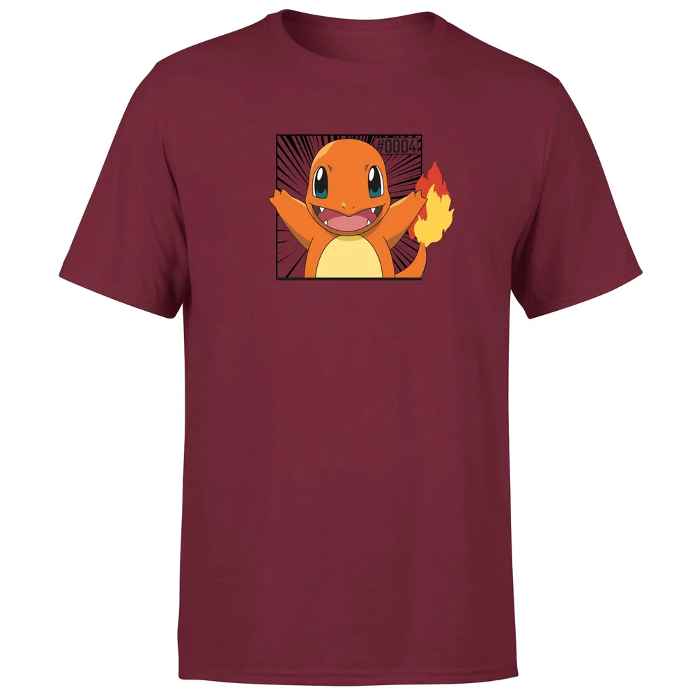 Pokémon Pokédex Glumanda #0004 T-Shirt - Burgundy - S Bild 1