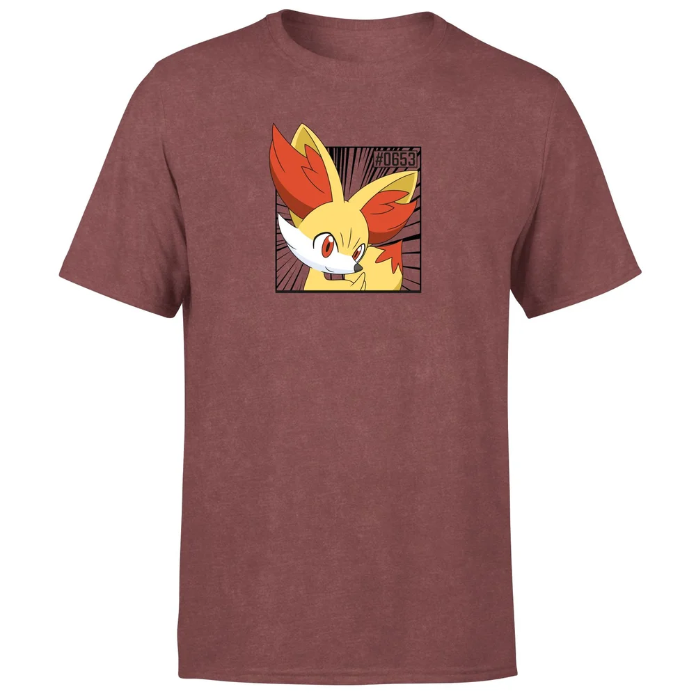 Pokemon Fennekin Men's T-Shirt - Burgundy Acid Wash - S Bild 1