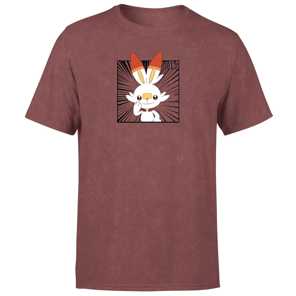 Pokemon Scorbunny Men's T-Shirt - Burgundy Acid Wash - S Bild 1