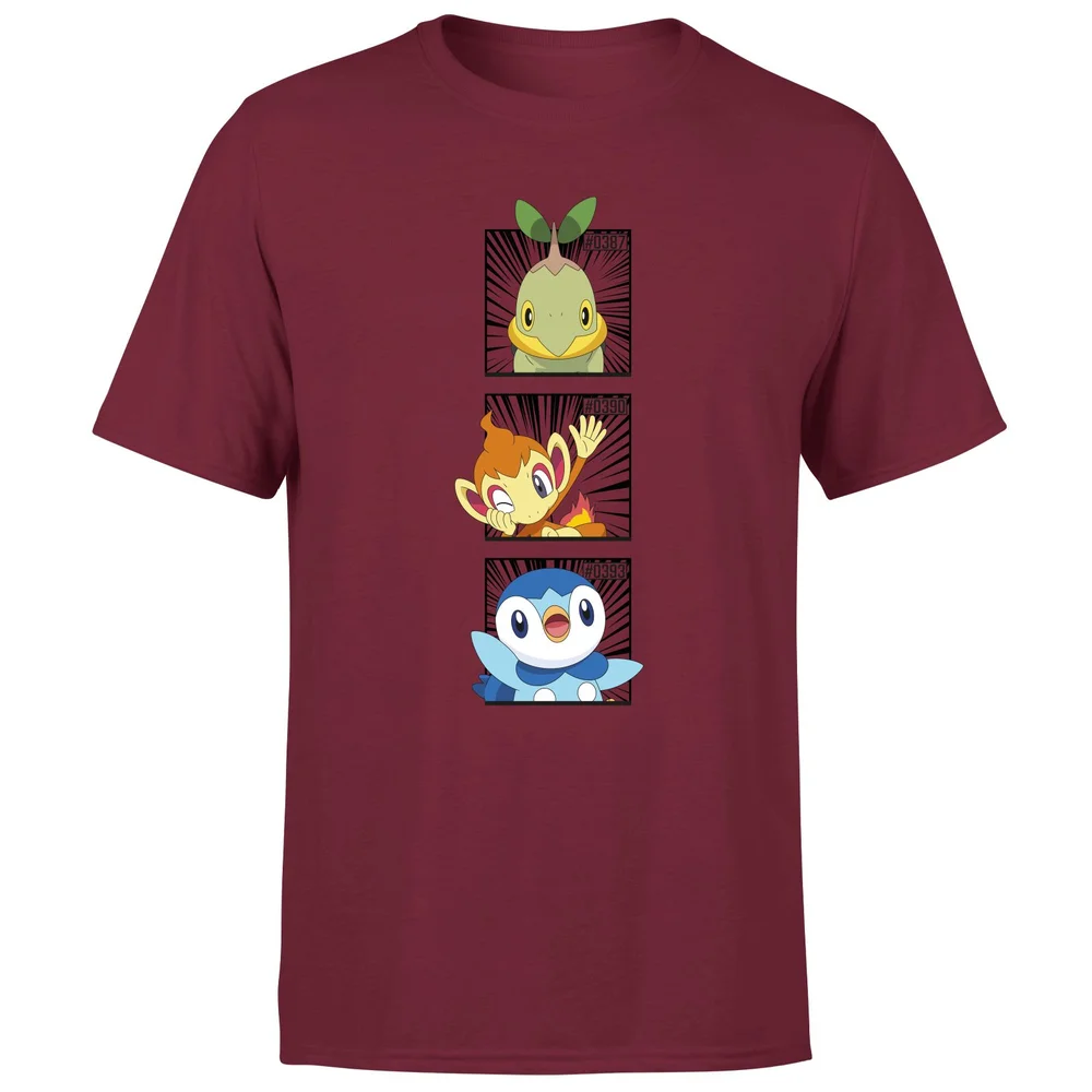 Pokemon Generation 4 Starters Men's T-Shirt - Burgundy - S Bild 1