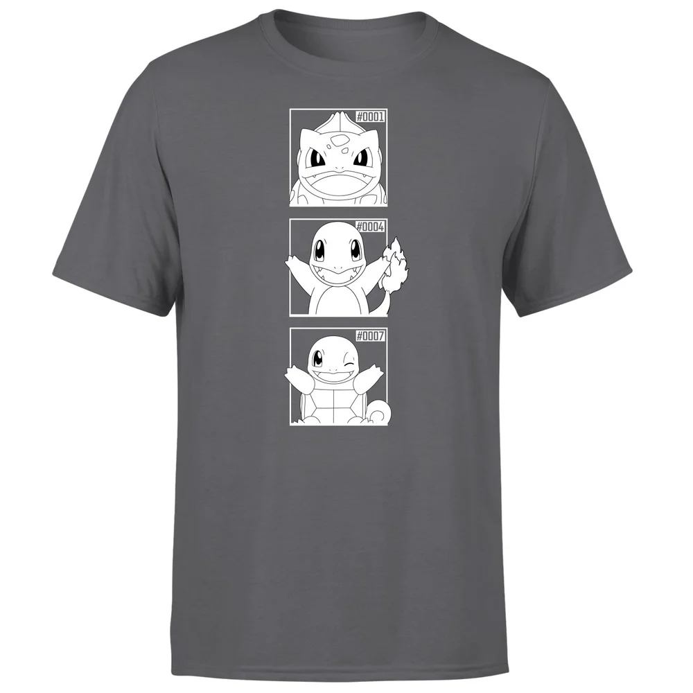 Pokemon Generation 1 Monochrome Starters Men's T-Shirt - Charcoal - S Bild 1