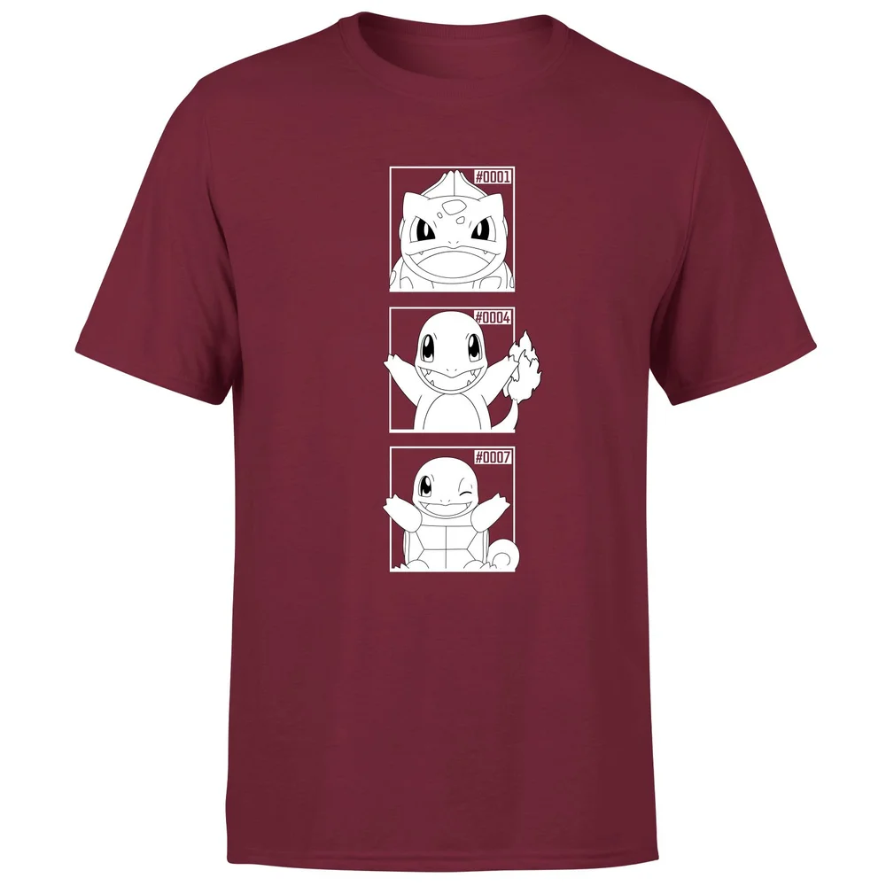 Pokemon Generation 1 Monochrome Starters Men's T-Shirt - Burgundy - S Bild 1