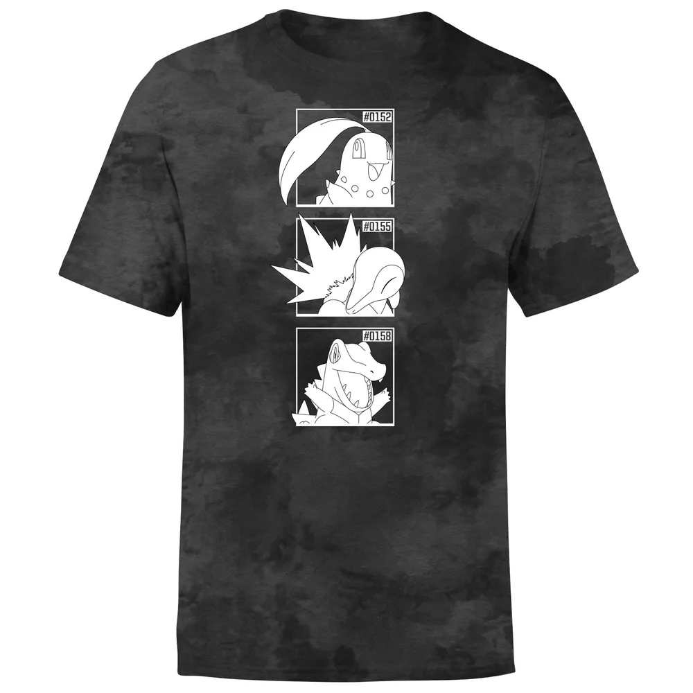 Pokemon Generation 2 Monochrome Starters Men's T-Shirt - Black Tie Dye - S Bild 1