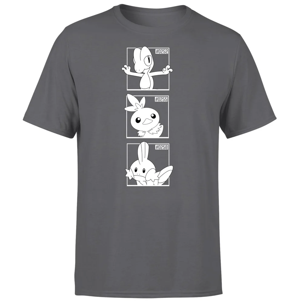 Pokemon Generation 3 Monochrome Starters Men's T-Shirt - Charcoal - S Bild 1