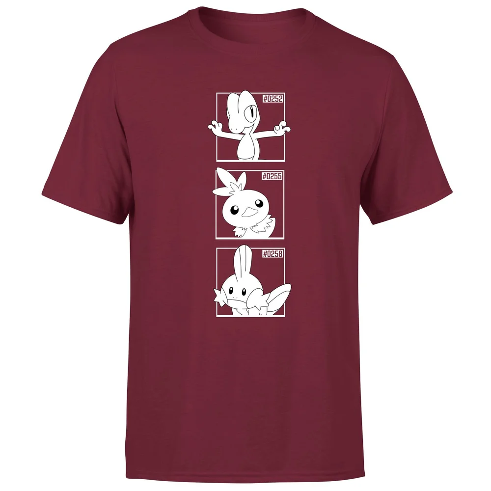 Pokemon Generation 3 Monochrome Starters Men's T-Shirt - Burgundy - S Bild 1