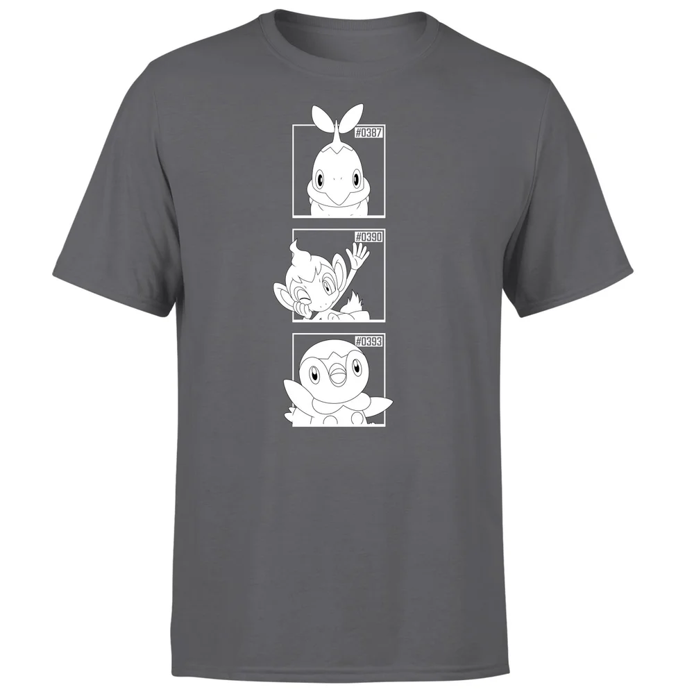 Pokemon Generation 4 Monochrome Starters Men's T-Shirt - Charcoal - S Bild 1