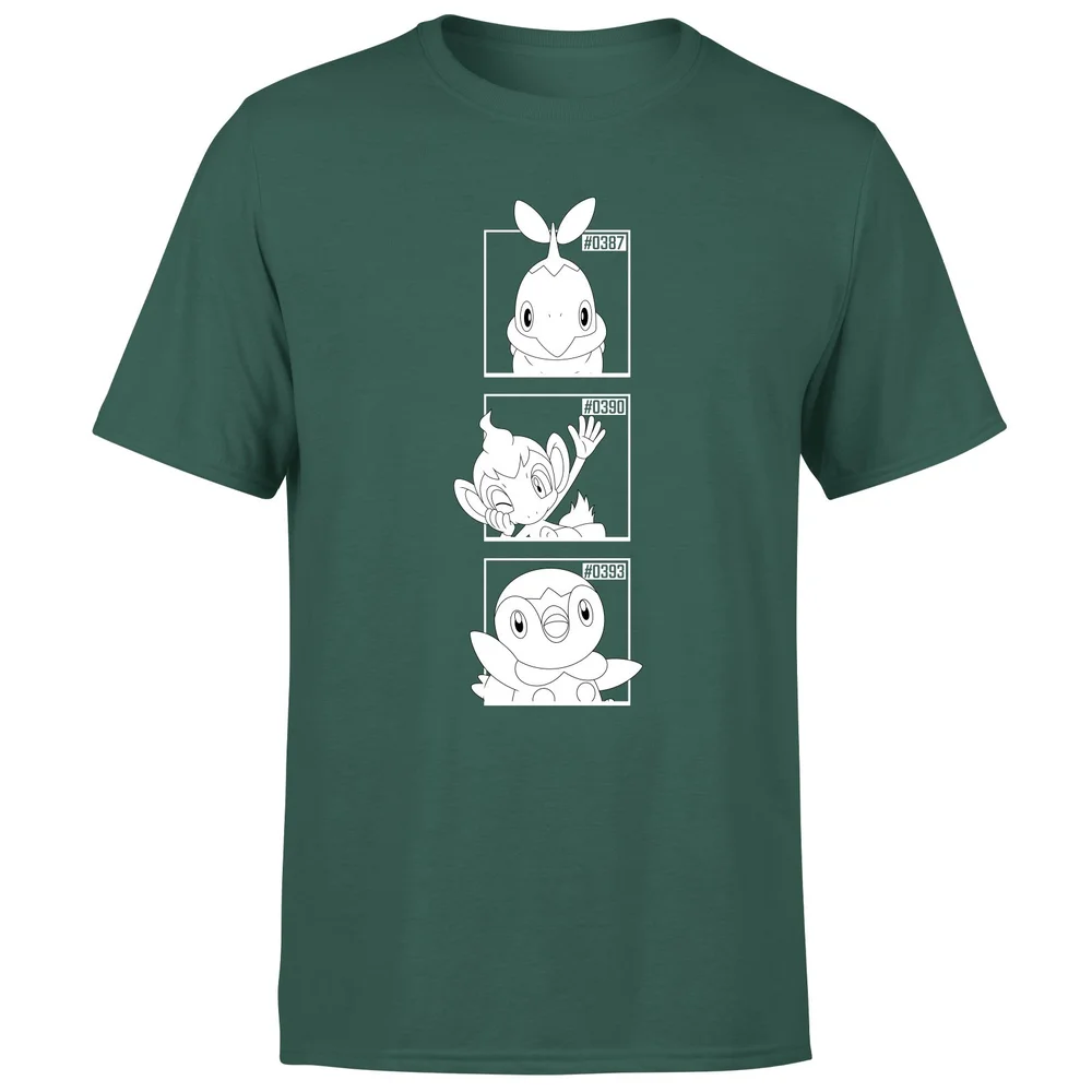 Pokemon Generation 4 Monochrome Starters Men's T-Shirt - Green - S Bild 1