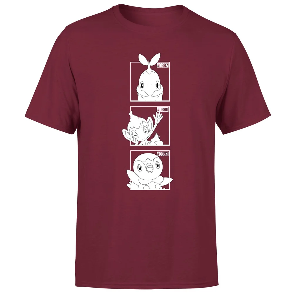 Pokemon Generation 4 Monochrome Starters Men's T-Shirt - Burgundy - S Bild 1