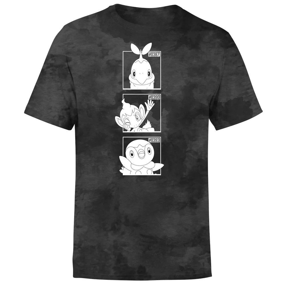 Pokemon Generation 4 Monochrome Starters Men's T-Shirt - Black Tie Dye - S Bild 1