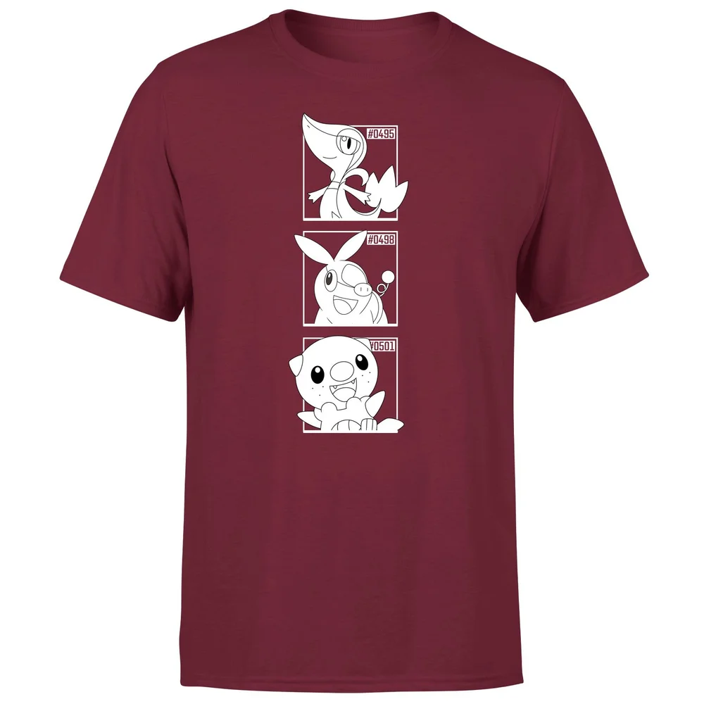 Pokemon Generation 5 Monochrome Starters Men's T-Shirt - Burgundy - S Bild 1