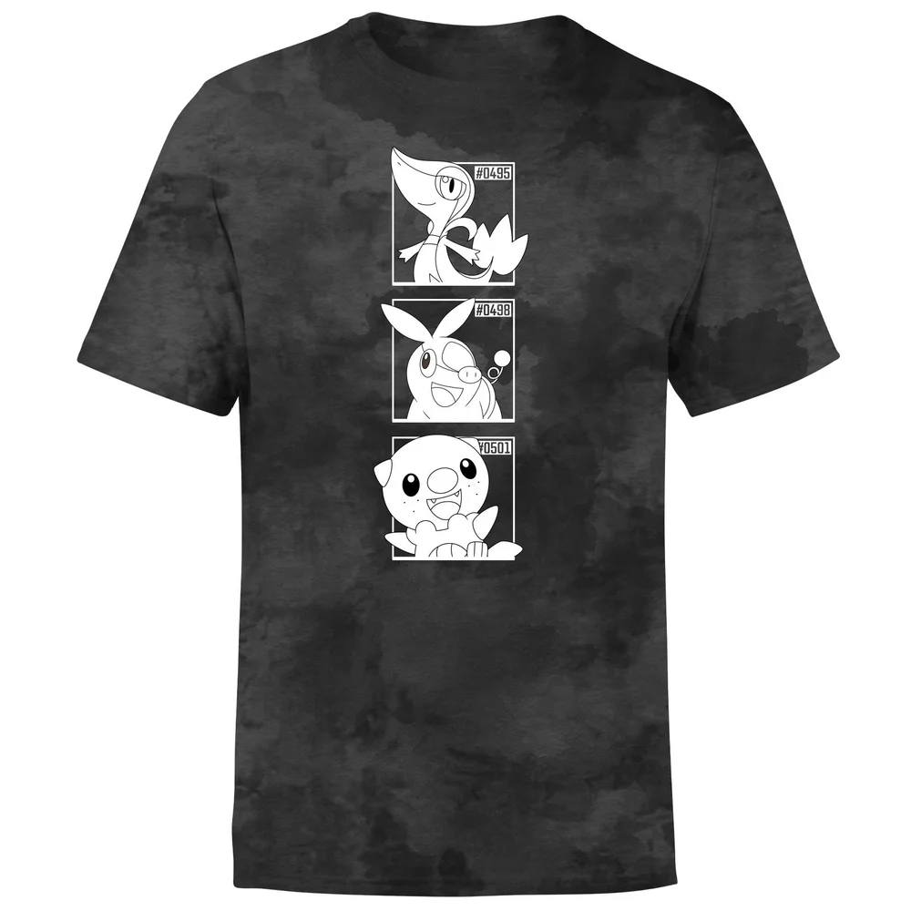 Pokemon Generation 5 Monochrome Starters Men's T-Shirt - Black Tie Dye - S Bild 1