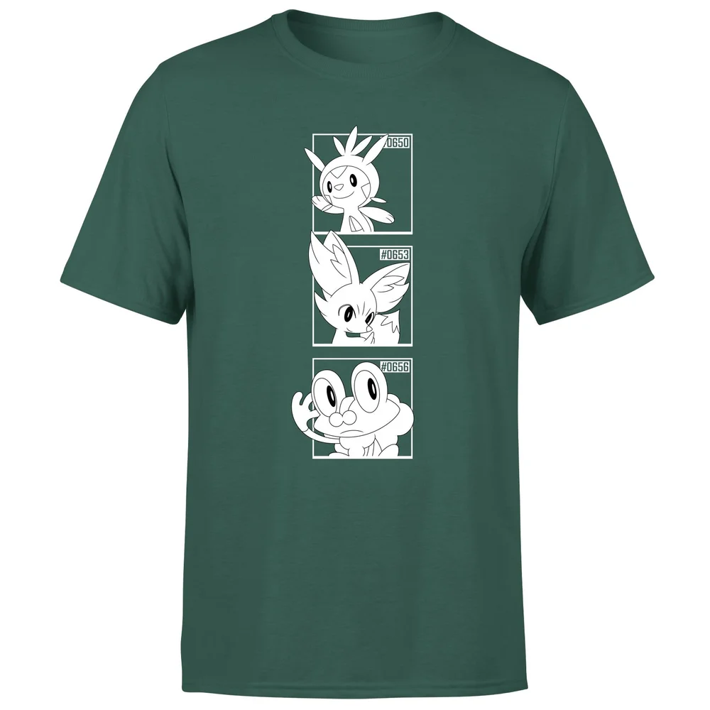Pokemon Generation 6 Monochrome Starters Men's T-Shirt - Green - S Bild 1