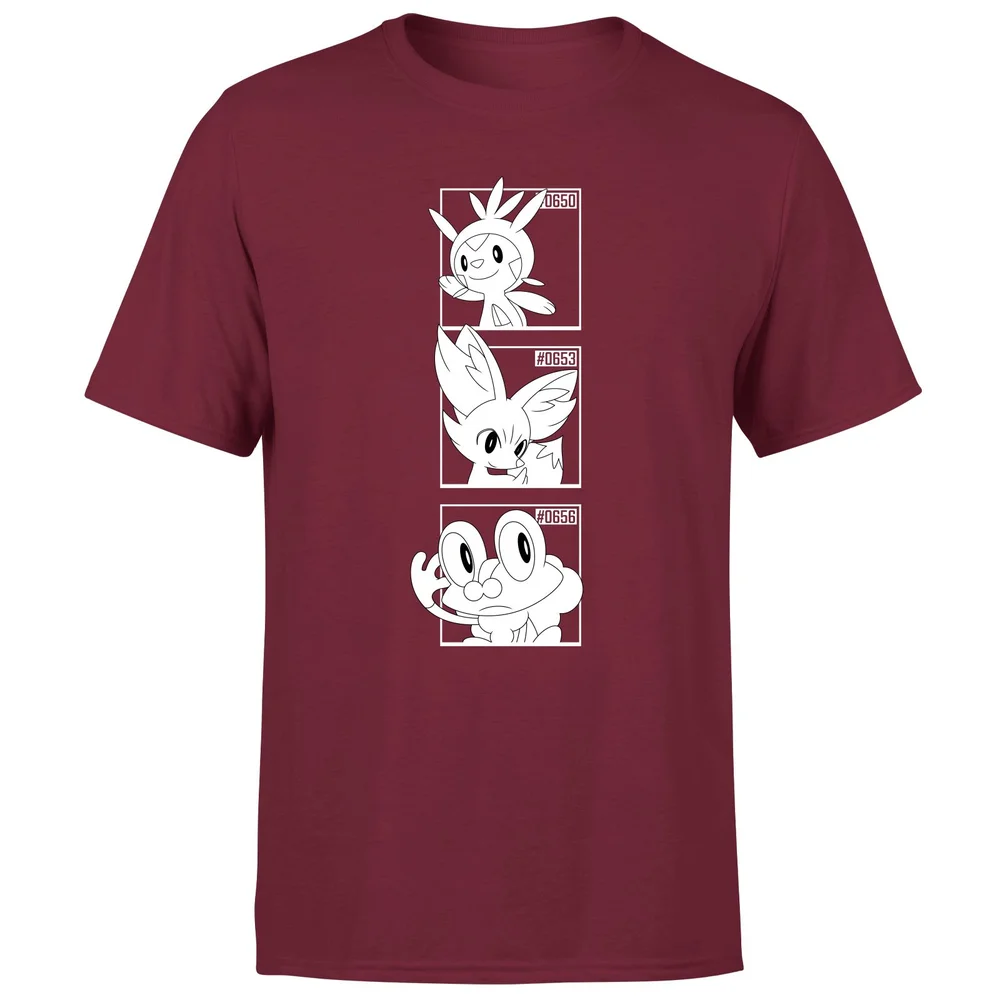 Pokemon Generation 6 Monochrome Starters Men's T-Shirt - Burgundy - S Bild 1
