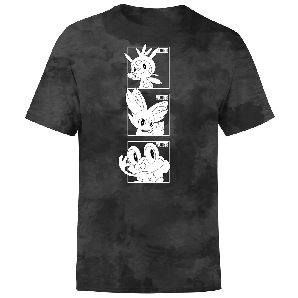 Pokemon Generation 6 Monochrome Starters Men's T-Shirt - Black Tie Dye - S Bild 1