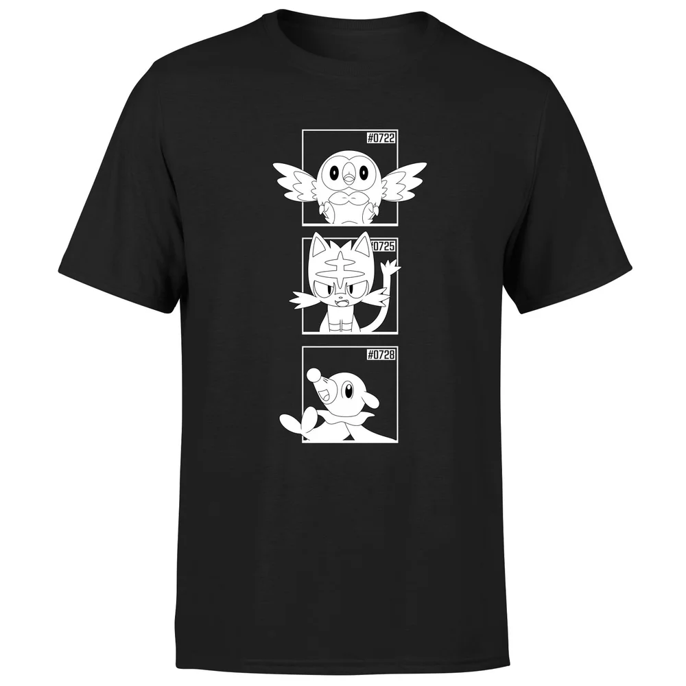 Pokemon Generation 7 Monochrome Starters Men's T-Shirt - Black - S Bild 1