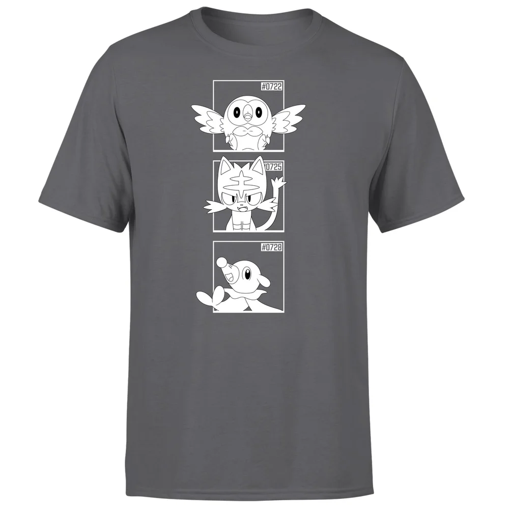 Pokemon Generation 7 Monochrome Starters Men's T-Shirt - Charcoal - S Bild 1