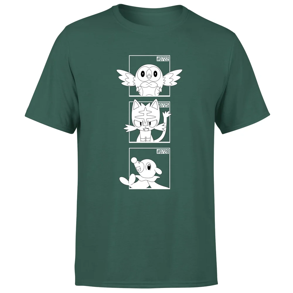 Pokemon Generation 7 Monochrome Starters Men's T-Shirt - Green - S Bild 1