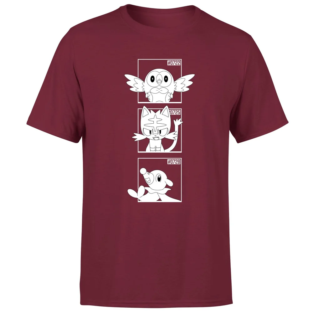 Pokemon Generation 7 Monochrome Starters Men's T-Shirt - Burgundy - S Bild 1