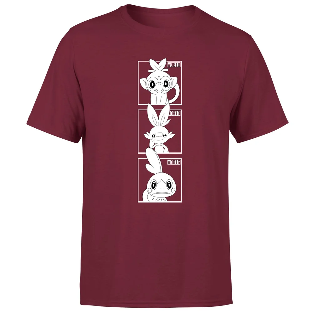 Pokemon Generation 8 Monochrome Starters Men's T-Shirt - Burgundy - S Bild 1