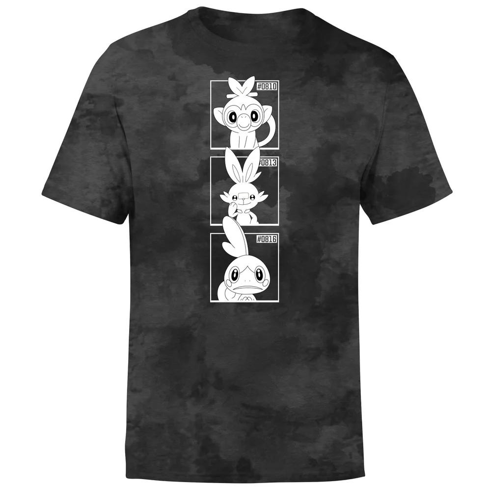 Pokemon Generation 8 Monochrome Starters Men's T-Shirt - Black Tie Dye - S Bild 1