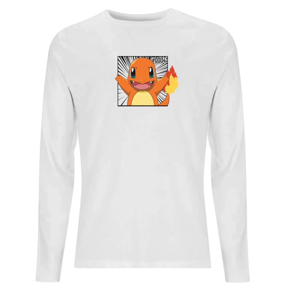 Pokémon Pokédex Glumanda #0004 Langärmeliges T-Shirt - Weiß - S Bild 1