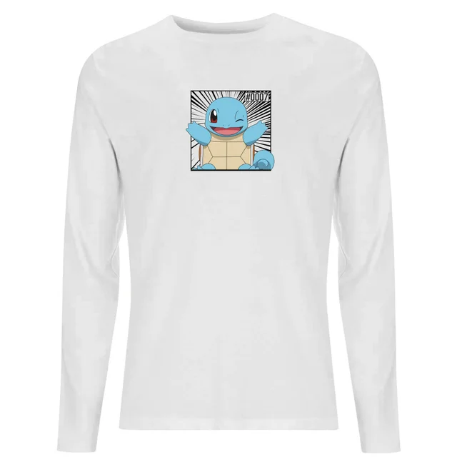 Pokémon Pokédex Schiggy #0007 Langärmeliges T-Shirt - Weiß