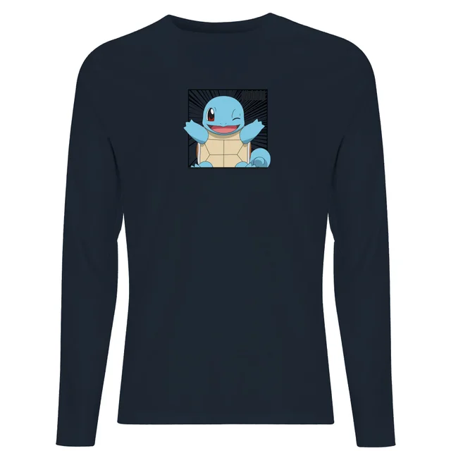 Pokémon Pokédex Schiggy #0007 Langärmeliges T-Shirt - Navy